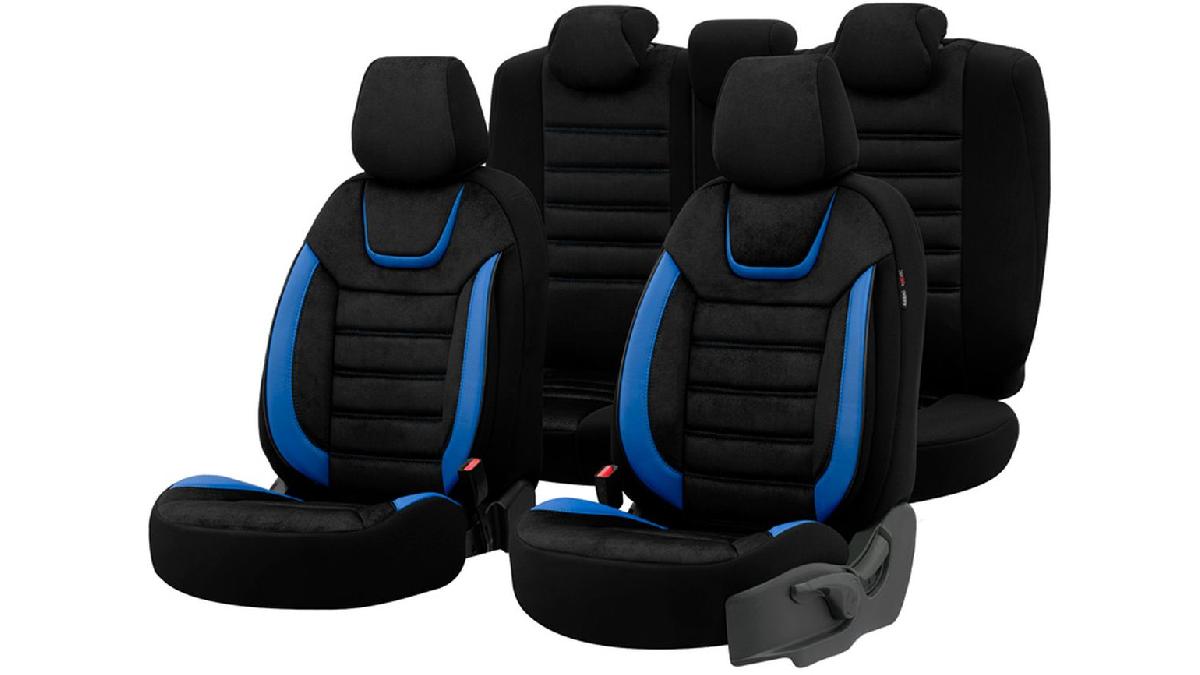 Housse+de+si%C3%A8ges+universel+en+suede%2Fcuir%2Ftextile+%27Iconic%27+Noir%2FBleu+-+11-pi%C3%A8ces+-+adapt%C3%A9+aux+Side-Airbags